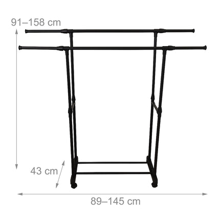 Coat Rack with Adjustable Rails and Castors