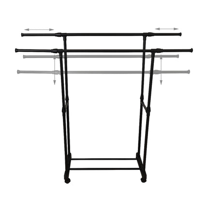 Coat Rack with Adjustable Rails and Castors