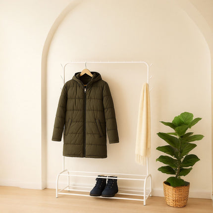 Coat Rack with Clothes Rail, 2 Shelves, 8 Hooks