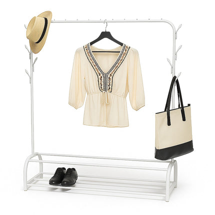 Coat Rack with Clothes Rail, 2 Shelves, 8 Hooks