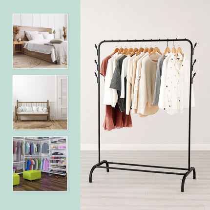 Coat Rack with Shelf and Hooks – Iron, Free-Standing