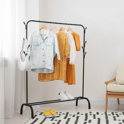 Coat Rack with Shelf and Hooks – Iron, Free-Standing