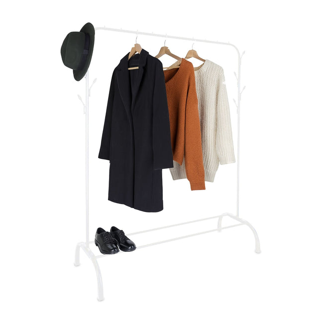 Coat Rack with Shelf and Hooks – Iron, Free-Standing