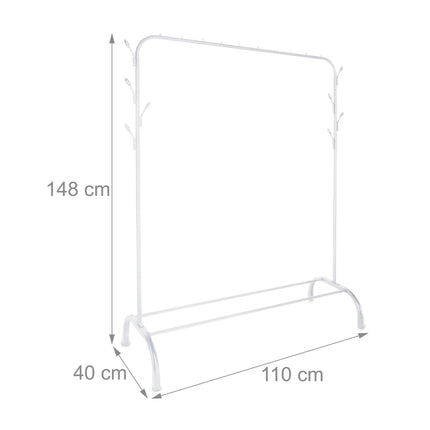 Coat Rack with Shelf and Hooks – Iron, Free-Standing