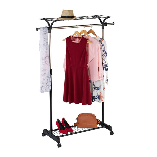 Coat Rack with Shelves and Wheels – Adjustable Storage