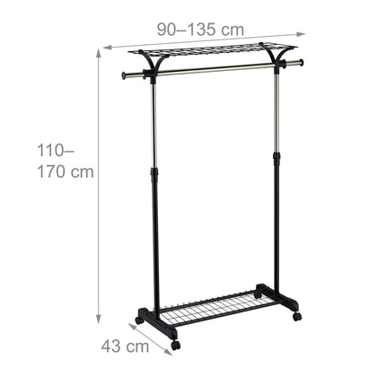 Coat Rack with Shelves and Wheels – Adjustable Storage