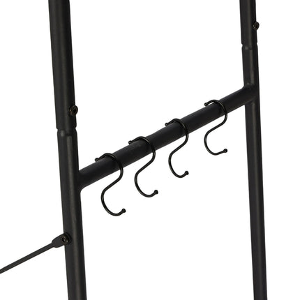 Coat Rack with Shoe Shelf, Metal Frame, Wood Shelves
