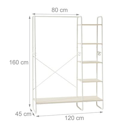 Coat Rack with Shoe Shelf – Metal Frame, Wood Shelves