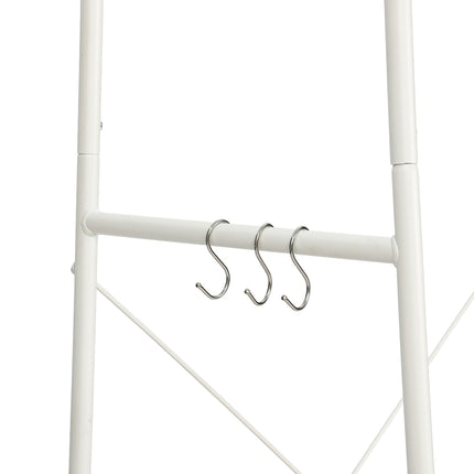 Coat Rack with Shoe Shelf – Metal Frame, Wood Shelves