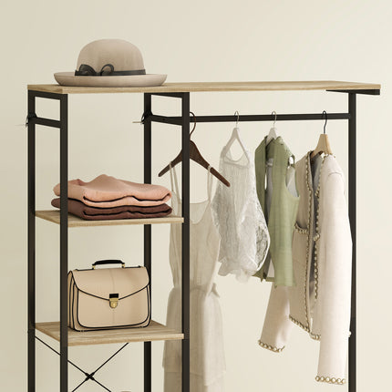 Coat Rack with Shoe Shelf and Safety Strap, Oak