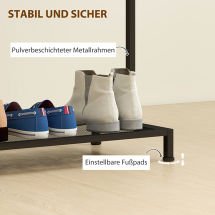 Coat Rack with Shoe Shelf and Safety Strap, Oak
