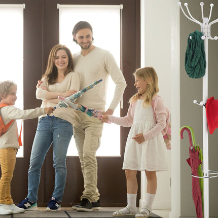 Coat Rack with Umbrella Stand, 16 Hooks, Marble Base