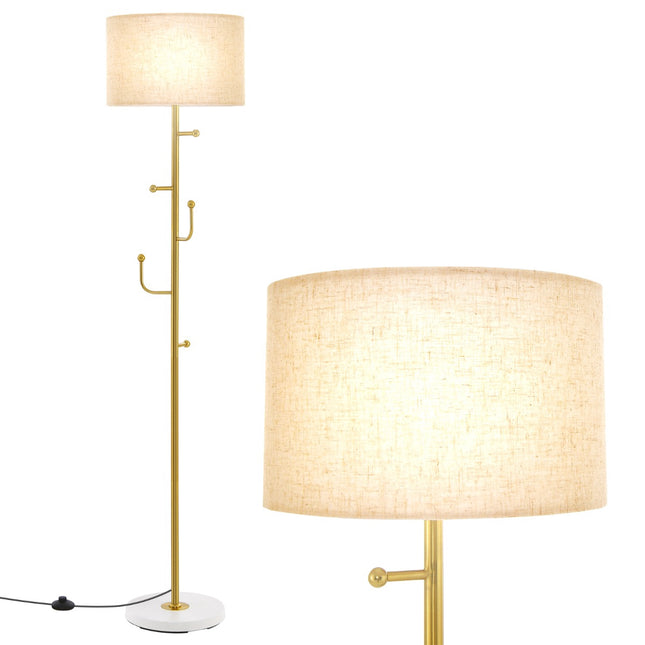 Vloerlamp met kapstok, 5 haken, E27 fitting, voetschakelaar