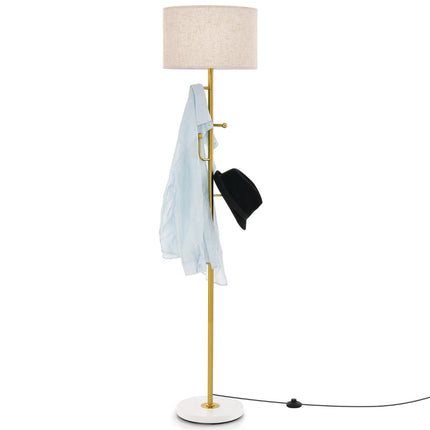 Coat Stand Floor Lamp, 5 Hooks, E27 Base, Foot Switch