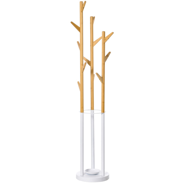 Coat and umbrella stand with 13 hooks, metal, natural white