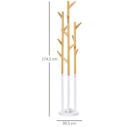 Coat and umbrella stand with 13 hooks, metal, natural white