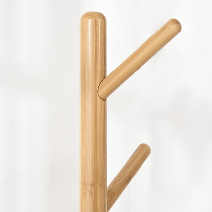 Clothes rack with 5 hooks & side table, 171 cm, natural/white
