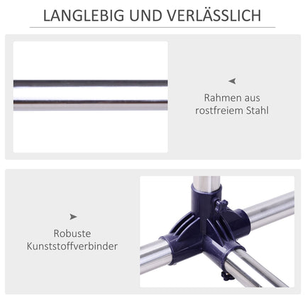 Adjustable clothes rack with wheels - stainless steel rail