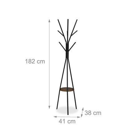 Coat Stand with Shelf, 6 Hooks, Tree Design