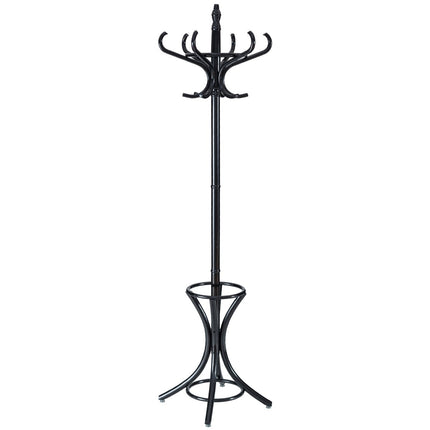 Coat rack coat rack jacket stand with umbrella stand 12 coat hooks-black