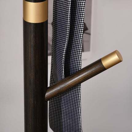 Standing metal coat hanger, 6 hooks, walnut finish, 180 cm