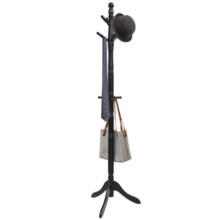 Coat rack with 9 hooks free-standing clothes rack with adjustable height 175 cm black