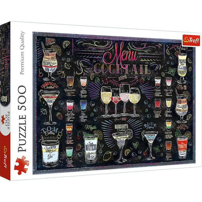 Cocktail Menu Puzzle, 500 Pieces, Fun Activity for Adults