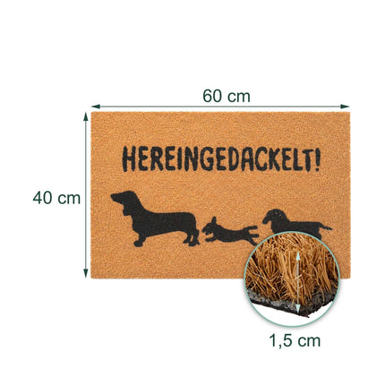 Coconut Animal Doormat, 60x40 cm, Non-Slip Backing