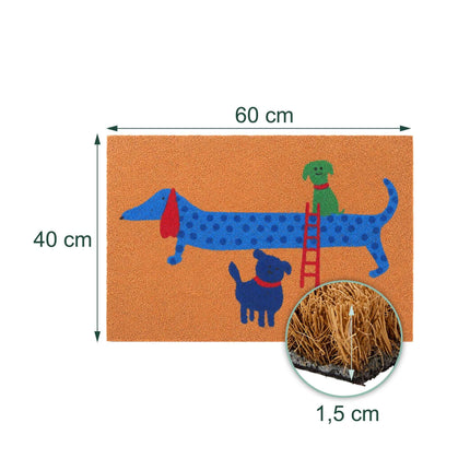 Coconut Animal Doormat, 60x40 cm, Non-Slip Backing
