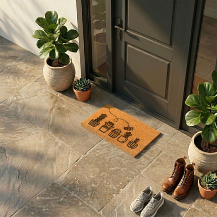 Coconut Doormat, Botanical Design, 60x40 cm
