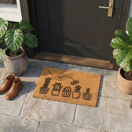 Coconut Doormat, Botanical Design, 60x40 cm