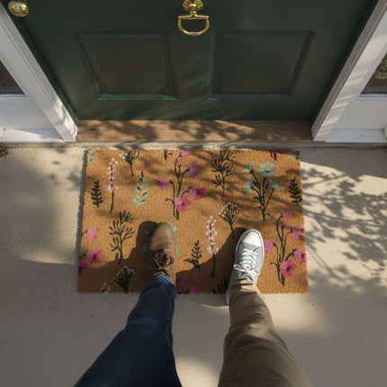 Coconut Doormat, Botanical Design, 60 x 40 cm