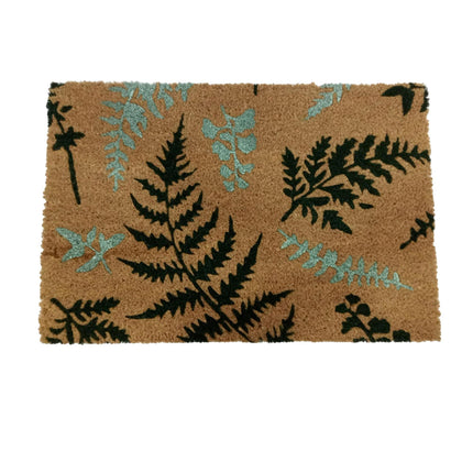 Coconut Doormat, Botanical Design, 60x40 cm, Non-Slip