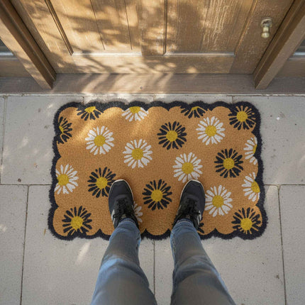 Coconut Doormat, Botanical Design, 60x40 cm, Non-Slip