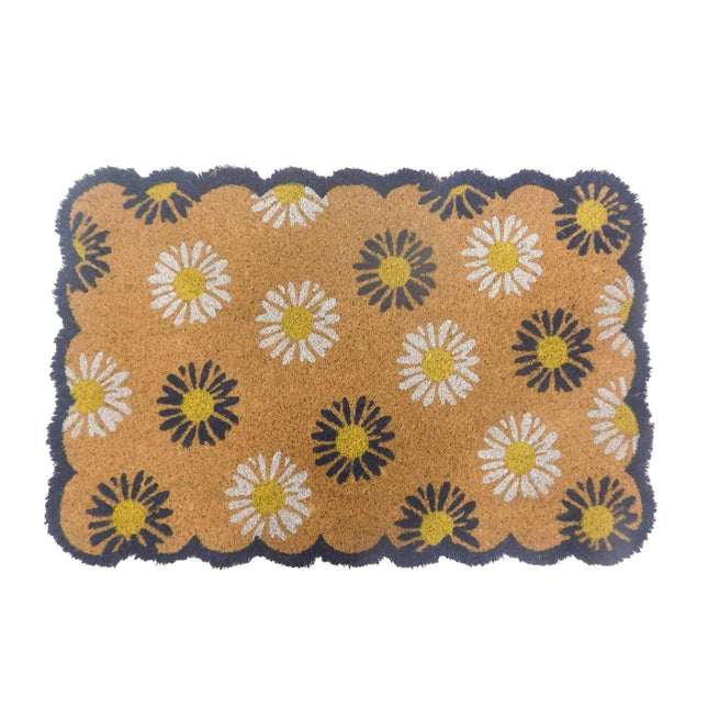 Coconut Doormat, Botanical Design, 60x40 cm, Non-Slip