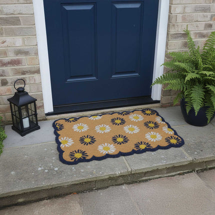Coconut Doormat, Botanical Design, 60x40 cm, Non-Slip