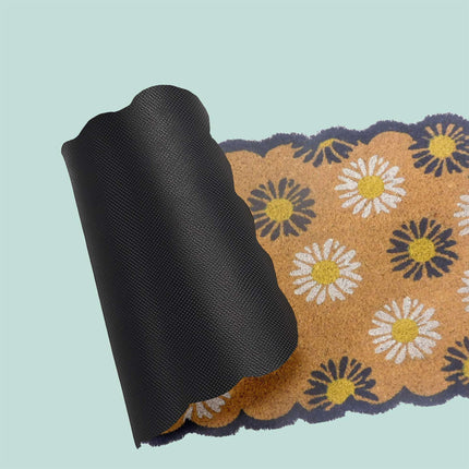 Coconut Doormat, Botanical Design, 60x40 cm, Non-Slip