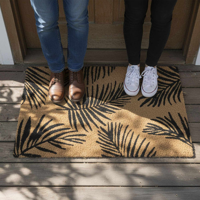 Coconut Doormat, Botanical Motifs, 60x40 cm, Non-Slip
