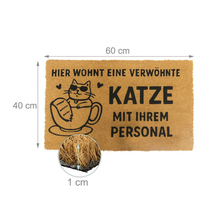Coconut Fiber Animal Doormat, 60x40 cm, Dirt-Trapping