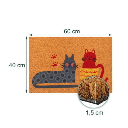 Coconut Fibre Animal Doormat, 60x40 cm, Non-Slip
