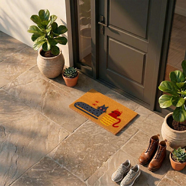 Coconut Fibre Animal Doormat, 60x40 cm, Non-Slip