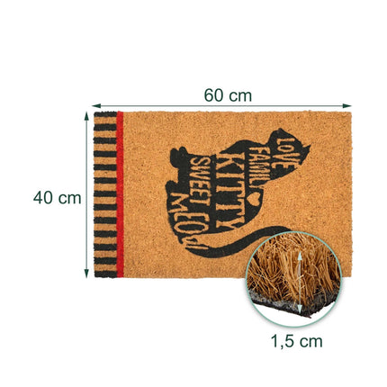 Coconut Fibre Animal Doormat, 60x40 cm, Non-Slip