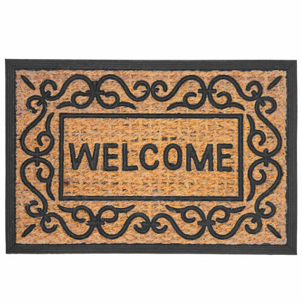 Coconut Fibre Doormat, 60x40 cm, Non-Slip PVC Backing