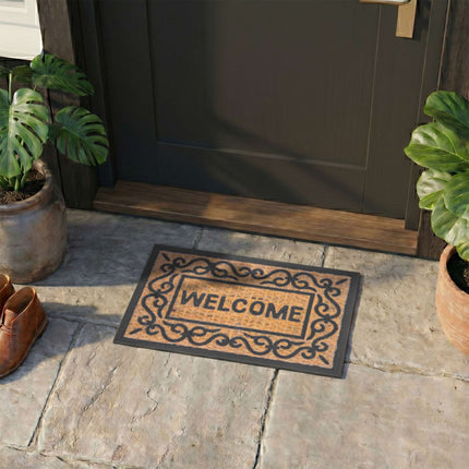 Coconut Fibre Doormat, 60x40 cm, Non-Slip PVC Backing