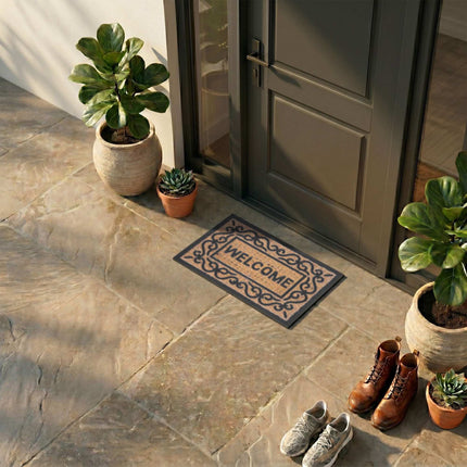 Coconut Fibre Doormat, 60x40 cm, Non-Slip PVC Backing