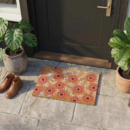 Coconut Fibre Doormat, Botanical Design, 60x40 cm