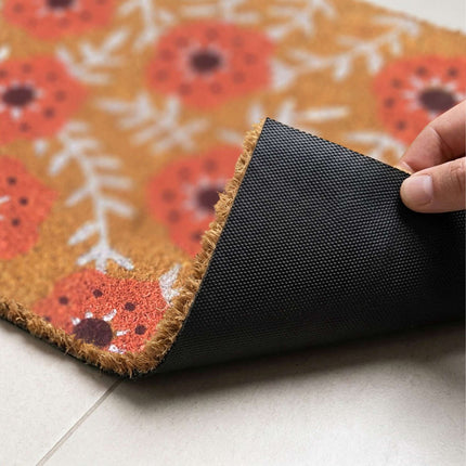 Coconut Fibre Doormat, Botanical Design, 60x40 cm