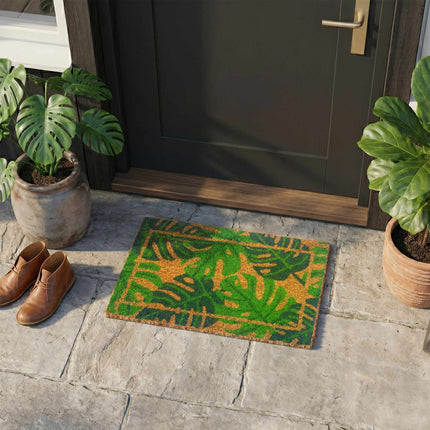 Coconut Fibre Doormat, Botanical Design, 60x40 cm