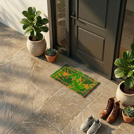 Coconut Fibre Doormat, Botanical Design, 60x40 cm