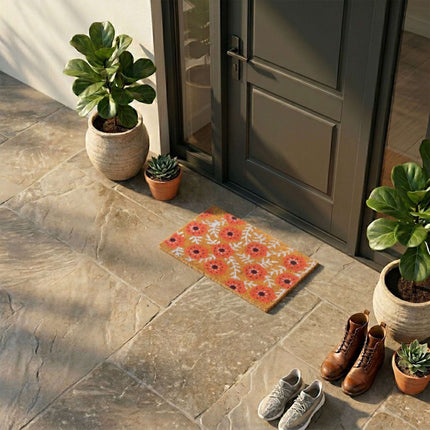 Coconut Fibre Doormat, Botanical Design, 60x40 cm